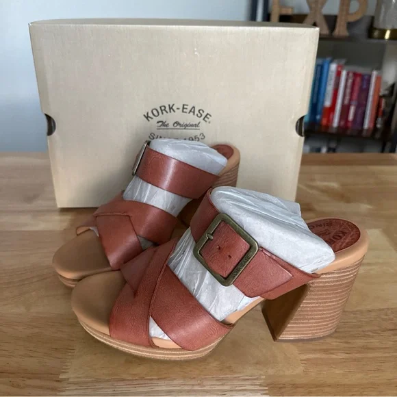 Kork Ease Women’s Hesperia Block Heel Slide Rust Apache Size 8M NIB - Picture 2 of 12